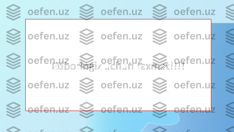 Etiboringiz uchun raxmat!!!! 