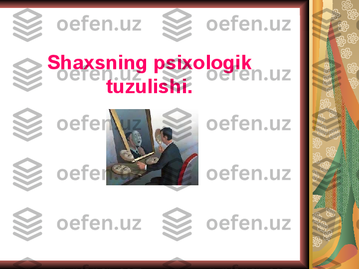 Shaxsning psixologik 
tuzulishi. 