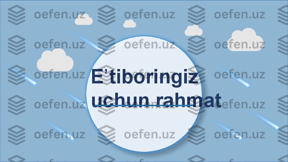 E tiboringiz ʼ
uchun rahmat    