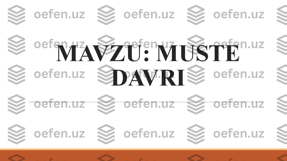 MAVZU: MUSTE 
DAVRI 