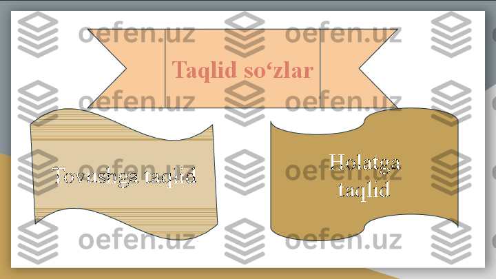 Tovushga taqlid   Holatga 
taqlidTaqlid so zlarʻ  