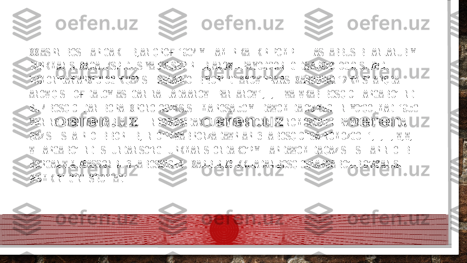 XX ASRNI BOSHLARIGA KELIB, ANIQRO I 1904 YILI AMERIKALIK R. POMPELLI TASHABBUSI BILAN JANUBIY Ғ
TURKMANISTONGA EKSPEDITSIYA UYUSHTIRILIB, ANOVTEPA YODGORLIGIDA ARXEOLOG G. SHMIDT 
TOMONIDAN ARXEOLOGIK QAZISH ISHLARI OLIB BORILDI. ANOVTEPA ASHXABODDAN 12 KM SHARQDA 
ANOV QISHLO IDA JOYLASHGAN. NATIJADA ANOVTEPANI ANOV 1, II, III VA IVKABI BOSQICHLARGA BO’LINDI. 	
Ғ
BU 4 BOSQICHDAN IBORAT XRONOLOGIK SISTEMA ROSA 50 YIL DAVOMIDA O’Z KUCHINI YO’QOTMADI.1950 
YILNING BOSHLARIDA B. A. KUFTIN TOMONIDAN TURKMANISTONNING NOMOZGOH TEPA YODGORLIGIDA 
QAZISH ISHALRI OLIB BORILIB, ENEOLIT VA BRONZA DAVRLARI 6 TA BOSQICHGA: NOMOZGOH 1, II,III, IV, V, 
VI LARGA BO’LINDI. SHUNDAN SO’NG TURKMANISTONDA KO’P YILLAR DAVOMIDA QAZISH ISHLARINI OLIB 
BORGAN V.M. MASSON BU 6 TA BOSQICHN-I XAR BIRINI IKKITADAN BOSQICHLARGA BO’LIB O’RGANISH 
MUMKINLIGINI ISBOTLADI.   