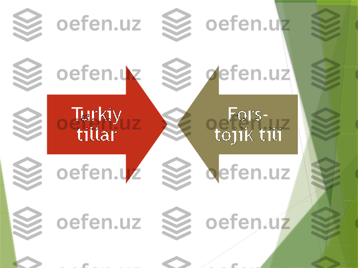 Turkiy 
tillar Fors-
tojik tili                 