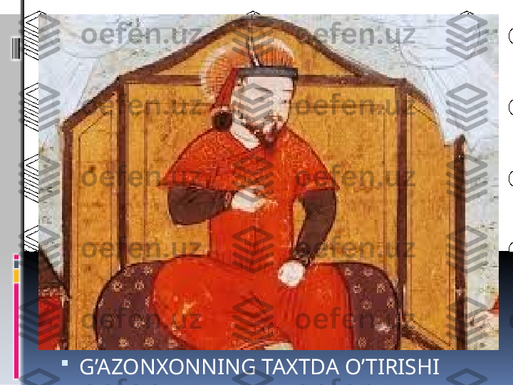 
G’AZONXONNING TAXTDA O’TIRISHI 
