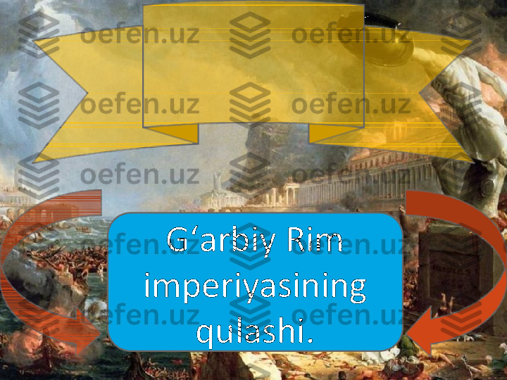 Gʻarbiy Rim 
imperiyasining 
qulashi. 