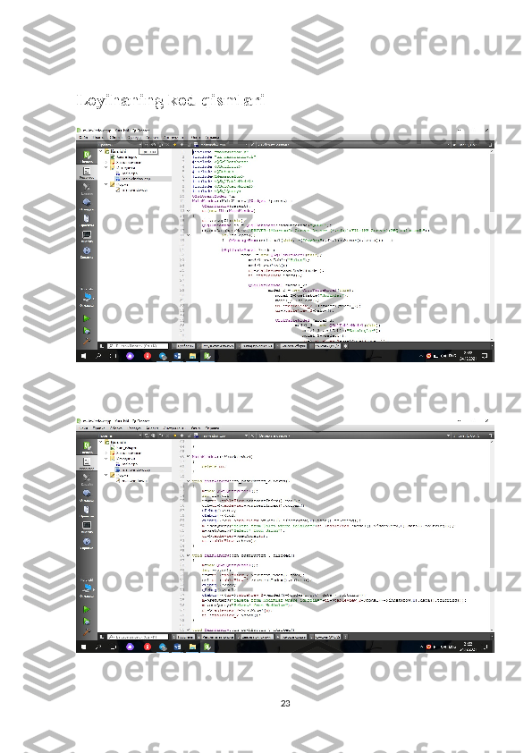 Loyihaning kod qismlari
23 