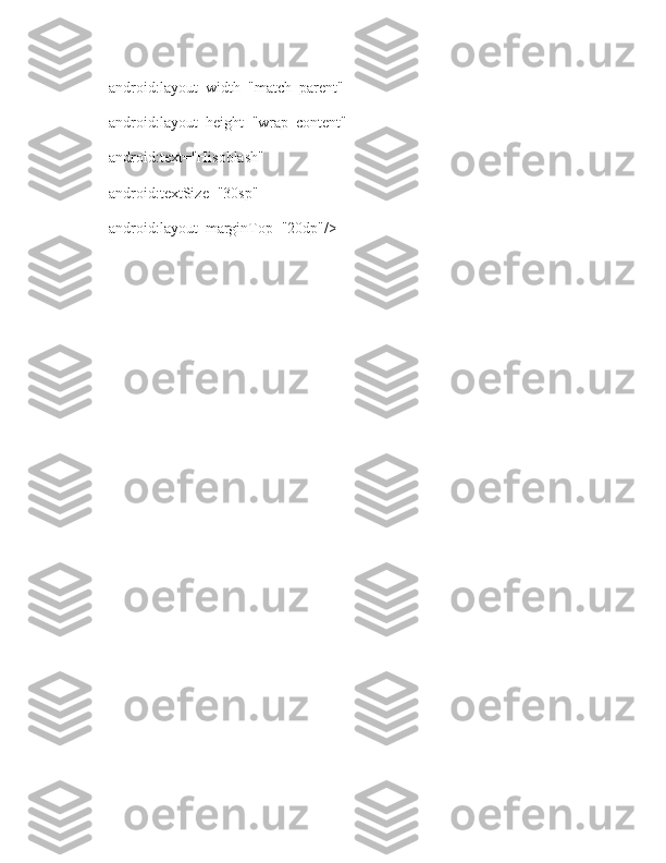         android:layout_width="match_parent"
        android:layout_height="wrap_content"
        android:text="Hisoblash"
        android:textSize="30sp"
        android:layout_marginTop="20dp"/>  