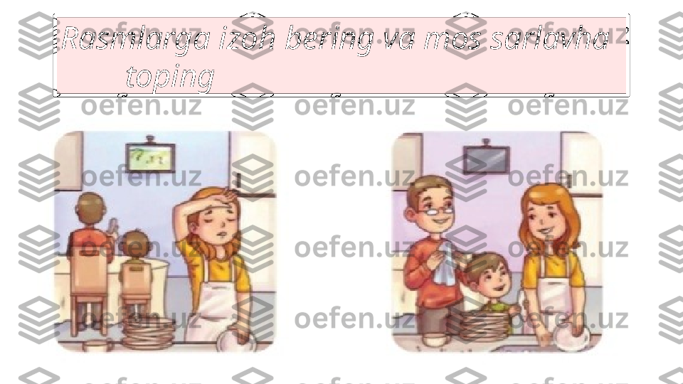 Rasmlarga izoh bering va mos sarlavha  
        toping 