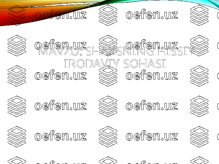 MAVZU: SHAX SNING HISSIY  
IRODAVIY  SOHASI  