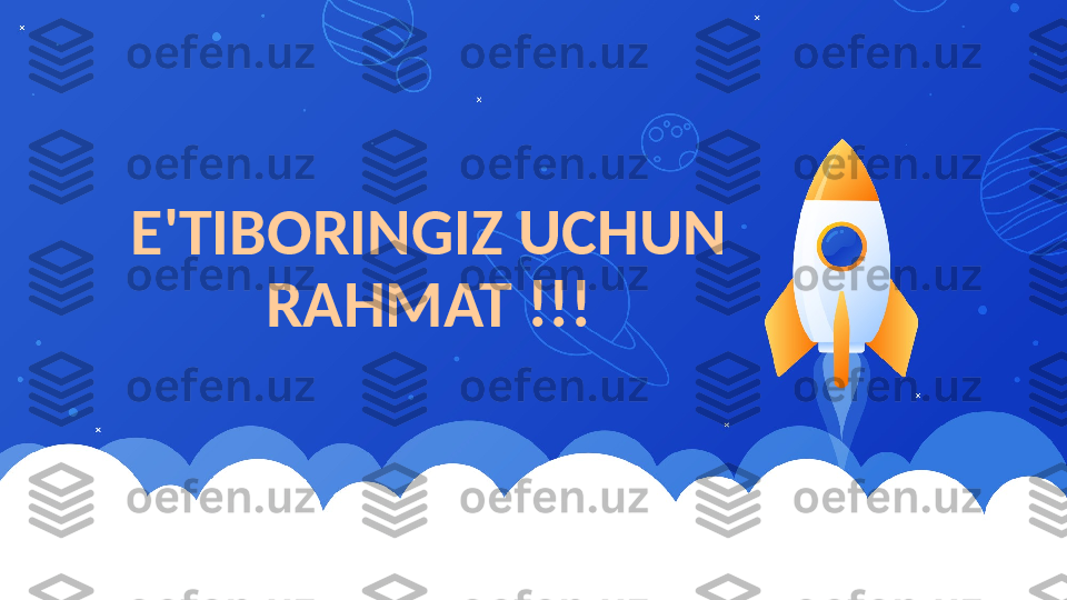 E'TIBORINGIZ UCHUN 
RAHMAT !!! 