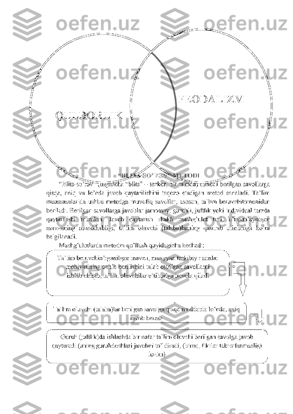 QULDORLIK                   
          
  FEODALIZM   