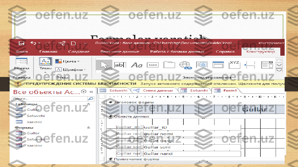 Formalar yaratish 
