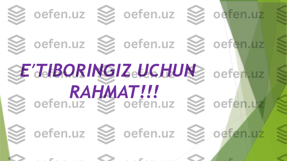 E TIBORINGIZ UCHUNʼ
          RAHMAT!!!                 