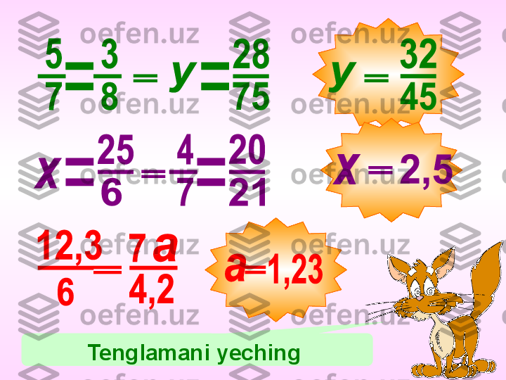 Tenglamani yeching  