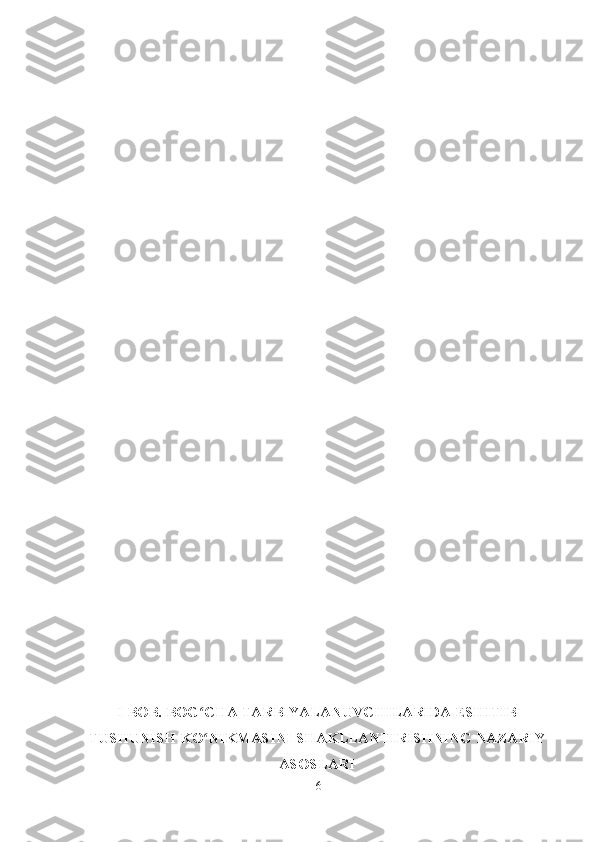 I BOB. BOG CHA TARBIYALANUVCHILARIDA ESHITIBʻ
TUSHUNISH KO NIKMASINI SHAKLLANTIRISHNING NAZARIY
ʻ
ASOSLARI
6 
