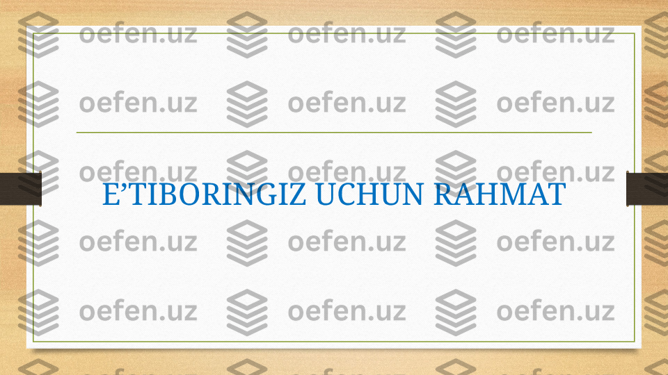 E’TIBORINGIZ UCHUN RAHMAT 