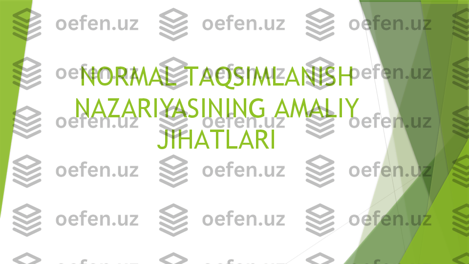 N О RM А L T А QSIML А NISH 
N А Z А RIYASINING  А M А LIY 
JIH А TL А RI                 