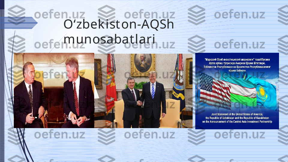 Oʻzbek ist on-AQSh 
munosabat lari              