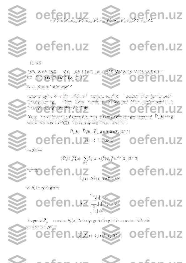 Panjaradagi Ikki Bozonli Sistemaga Mos SchӦdinger Operatorining Xos