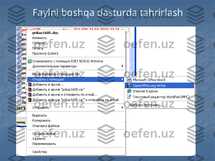 Faylni boshqa dasturda tahrirlash 