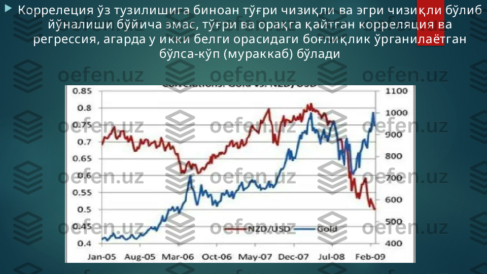 
Коррелеци я ў з ту зи ли ш и га би ноан тў ғ ри  чи зи қ ли  ва эгри  чи зи қ ли  бўли б 
й ў нали ш и  бў й и ча эм ас, тў ғ ри  ва орақ га қ ай тган к орреляци я ва 
регресси я, агарда у  и к к и  белги  ораси даги  боғ ли қ ли к  ў ргани лаётган 
бўлса-к ў п (м у рак к аб) бўлади   