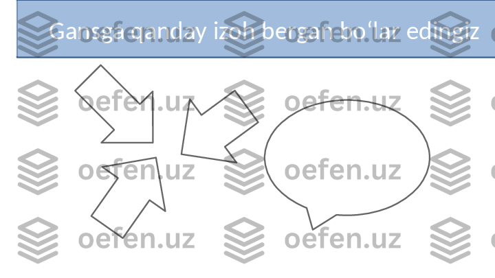 Gansga qanday izoh bergan boʻlar edingiz 