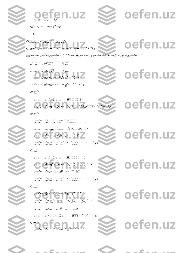         <exclude .../>
    </device-transfer>
    -->
</data-extraction-rules>
<?xml version="1.0" encoding="utf-8"?>
<vector xmlns:android="http://schemas.android.com/apk/res/android"
    android:width="108dp"
    android:height="108dp"
    android:viewportWidth="108"
    android:viewportHeight="108">
    <path
        android:fillColor="#3DDC84"
        android:pathData="M0,0h108v108h-108z" />
    <path
        android:fillColor="#00000000"
        android:pathData="M9,0L9,108"
        android:strokeWidth="0.8"
        android:strokeColor="#33FFFFFF" />
    <path
        android:fillColor="#00000000"
        android:pathData="M19,0L19,108"
        android:strokeWidth="0.8"
        android:strokeColor="#33FFFFFF" />
    <path
        android:fillColor="#00000000"
        android:pathData="M29,0L29,108"
        android:strokeWidth="0.8"
        android:strokeColor="#33FFFFFF" />
    <path
        android:fillColor="#00000000" 