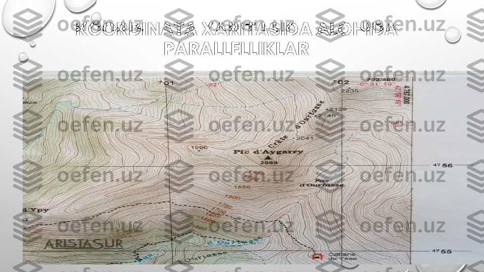 KOORDINATA XARITASIDA ALOHIDA 
PARALLELLIKLAR 