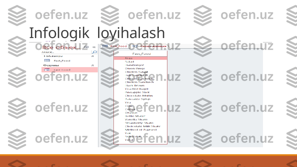 Infologik  loyihalash 