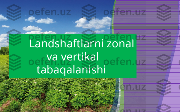 Landshaftlarni zonal 
va vertikal 
tabaqalanishi  