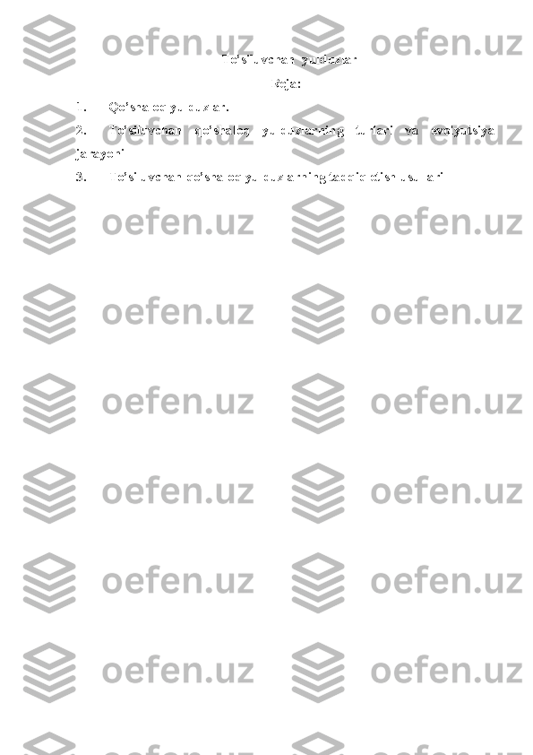     To’siluvchan  yulduzlar
Reja:
1. Qo’shaloq yulduzlar.
2. To’siluvchan   qo’shaloq   yulduzlarning   turlari   va   evolyutsiya
jarayoni
3. To’siluvchan qo’shaloq yulduzlarning tadqiq etish usullari 